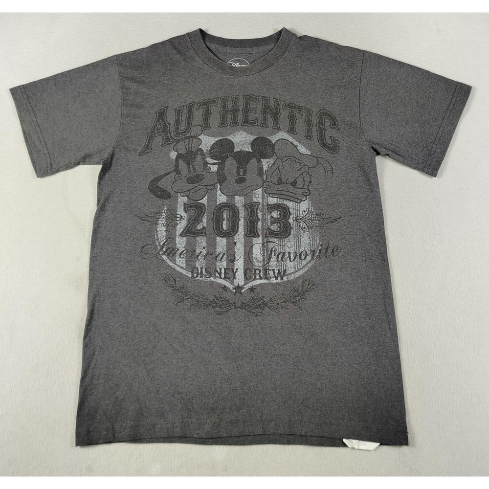 Disney Mickey Mouse‎ Shirt Mens Medium Gray Authentic 2013 Disney Crew Graphic